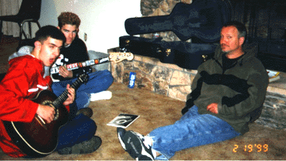 Jason, Josh, and Jim practicing in our cabin